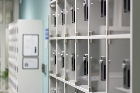 Photo of lockers in the hallway in front of the library__Photo of lockers in the hallway in front of the library