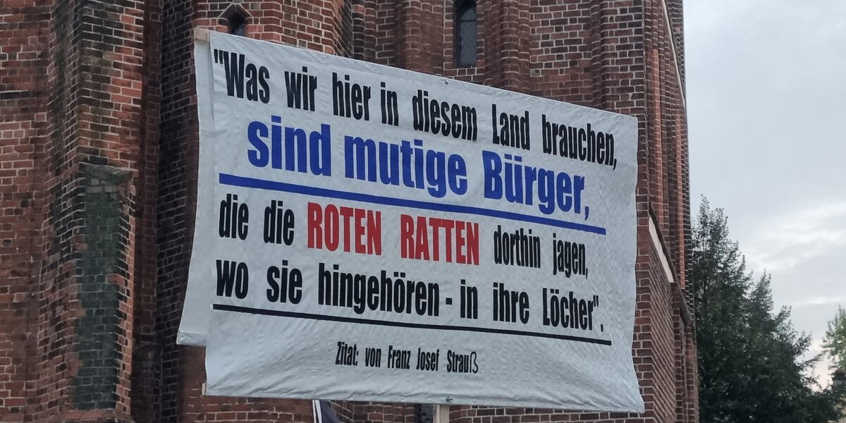 Poster at an AfD rally in Cottbus