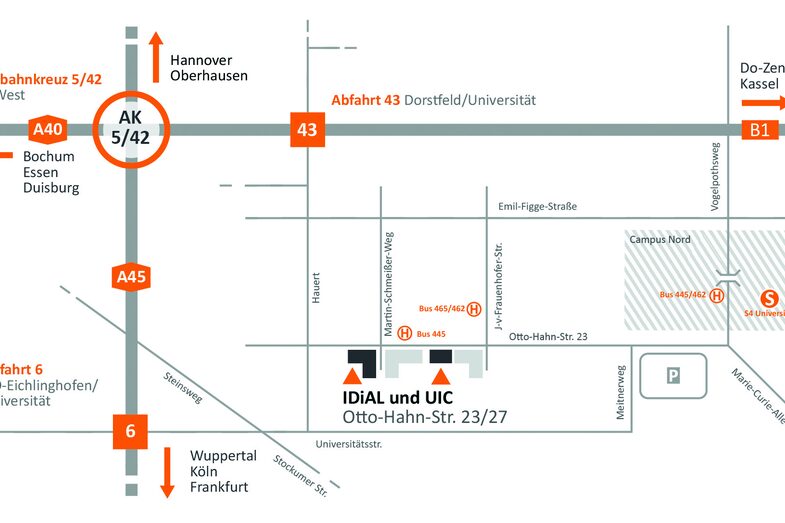 Map with directions to the User Innovation Center.