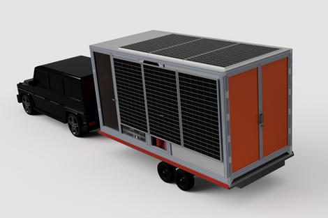 Das Rendering des eTrail-Ing-Anhängers zeigt den technischen Aufbau.