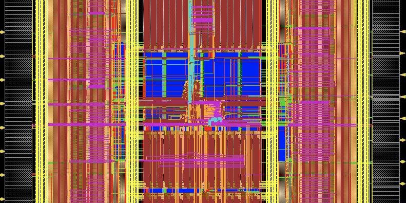 Graphic representation of the structure of a computer chip.