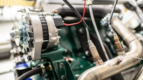 Close-up of the exhaust pipe of a Citroen H78.