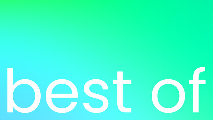 Graphic for the exhibition with gradient from red to orange in the background and white title "Best of" in the foreground.