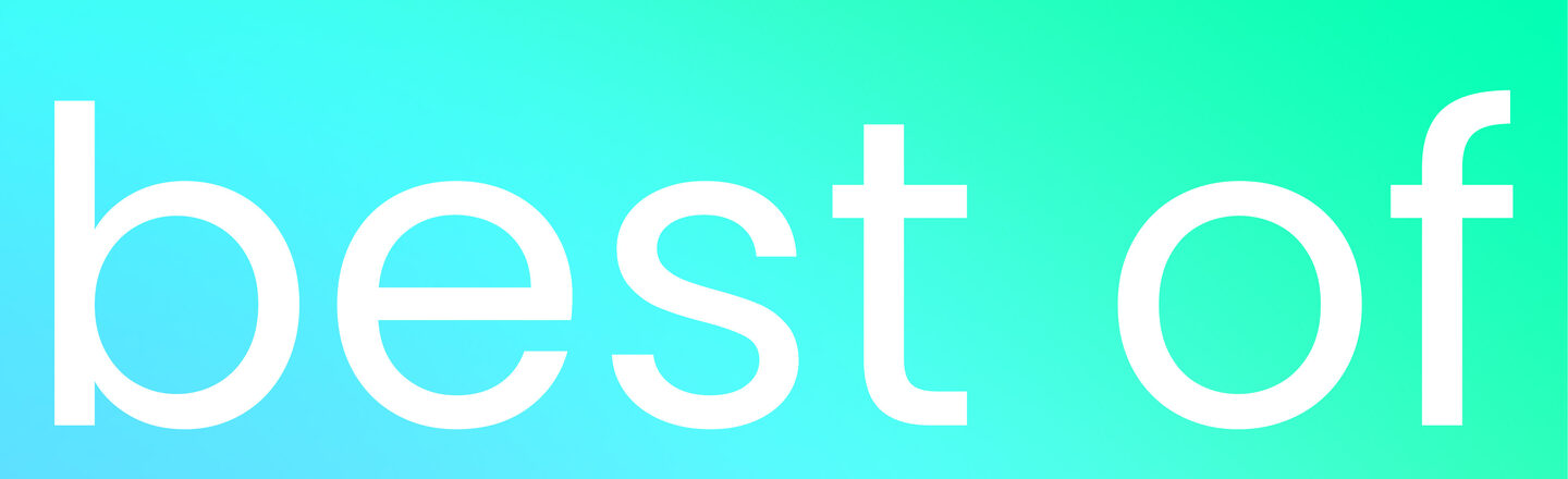 Graphic for the exhibition with gradient from red to orange in the background and white title "Best of" in the foreground.