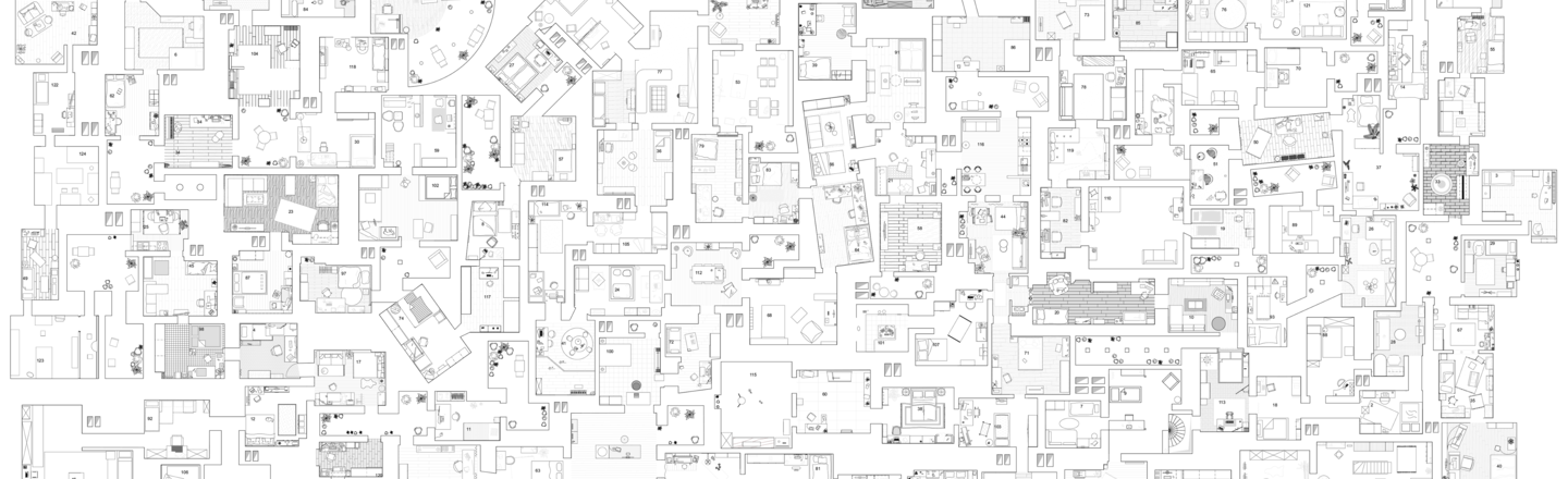 Zusammenstellung der zweiten von insgesamt vier Phasen des Moduls DM/G (ehemals CZ - Computergestütztes Zeichnen). Großer zusammenhängender Grundriss, der die Heimarbeitsplätze aller Teilnehmerinnen und Teilnehmer zusammenführt.