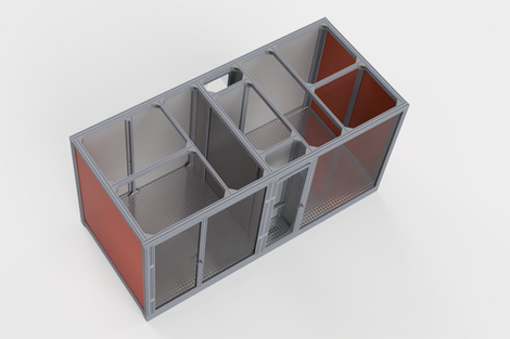 Das Rendering des eTrail-Ing-Anhängers zeigt den technischen Aufbau.
