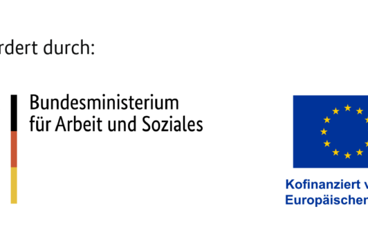 Logo der Fördergeber BMAS (Bundesministerium für Arbeit und Soziales) und der Europäischen Union von dem Projekt DiPAS st (Soziale Teilhabe in Gesundheit und Pflege durch digitale Assistenzsysteme) des IDiALs (Institut für die Digitalisierung von Arbeits- und Lebenswelten)