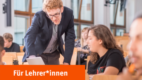 The teaser image shows a person explaining something. Above it the lettering: For teachers